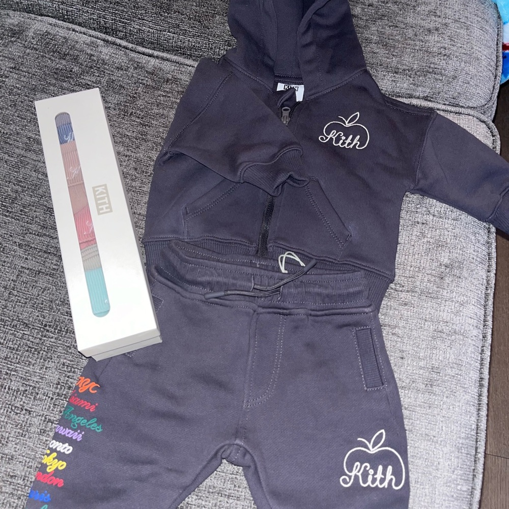 Kith Kids Dark Gray Hoodie and Joggers Set